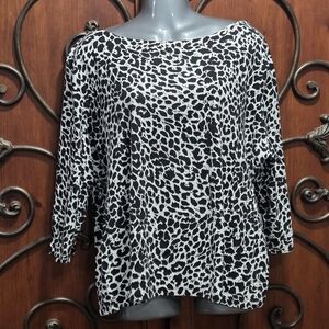 Jones New York Black and White Animal Print Blouse